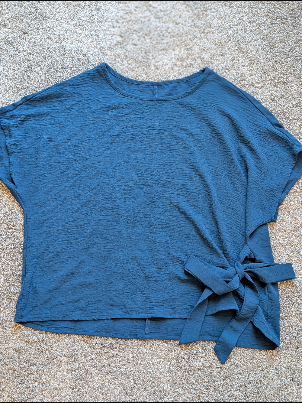 SHEIN Teal Blue Side-Tie Short Sleeve Top